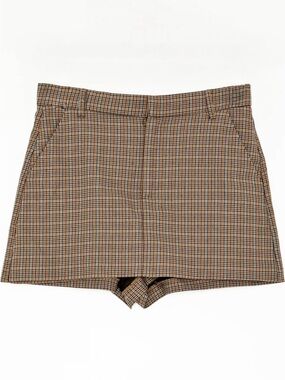 Zara Brown Plaid Skort Shorts